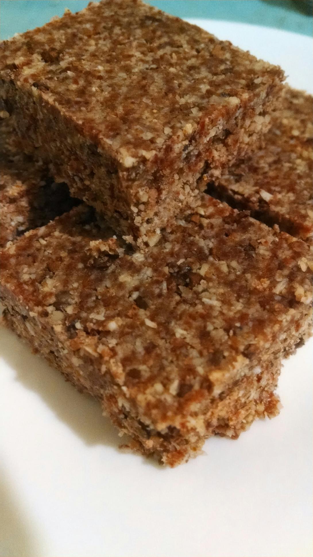 Almond & Fruit Chocolate Energy Bars cut into squares